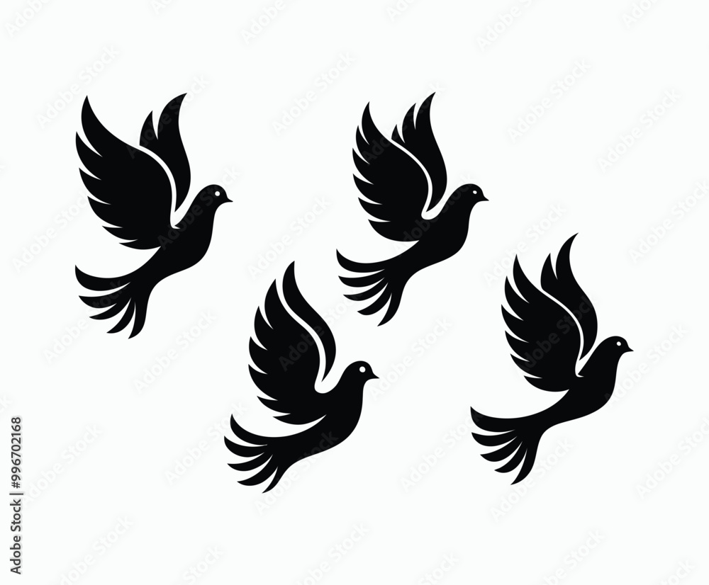 Obraz premium Dove silhouette EPS vector isolated illustration template on a white background