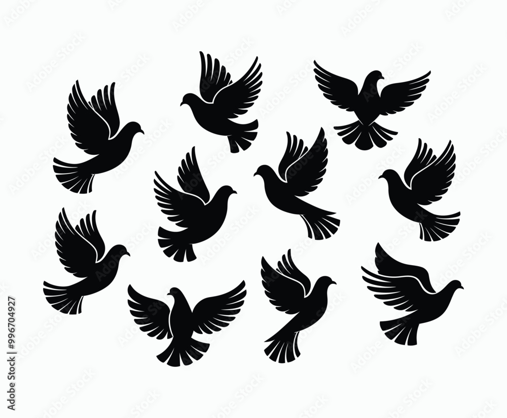 Dove silhouette EPS vector isolated illustration template on a white background Dove silhouette EPS vector isolated illustration template on a white background