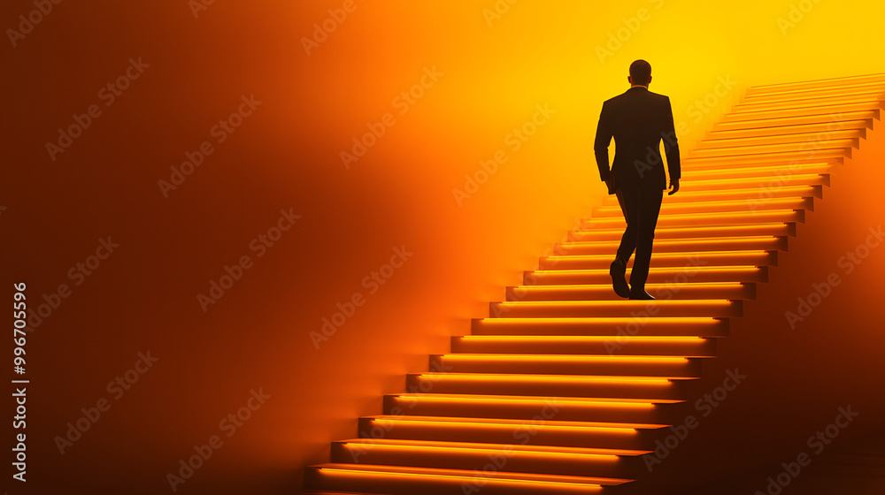 A Man in a Suit is Walking Up the Stairs Silhouetted Against Light
A Man in a Suit is Walking Up the Stairs Silhouetted Against Light