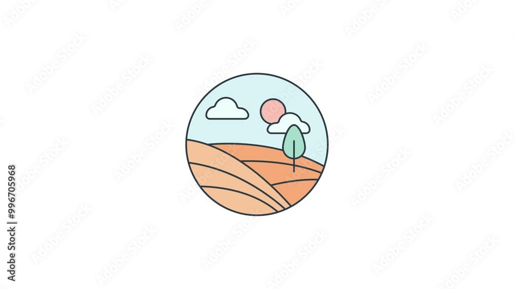 Animated of Field icon motion graphic animation. Agriculture concept icon animation