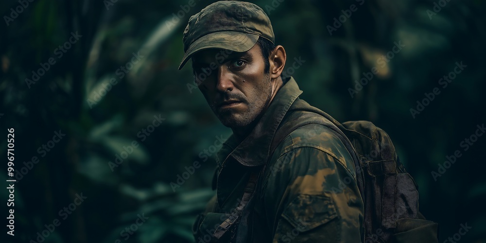 Fototapeta premium Hunter in Dense Forest