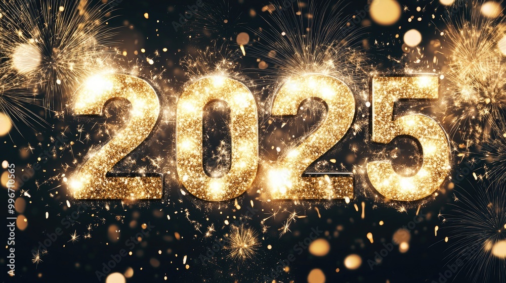 A chic Happy New Year 2025 banner with big, elegant A chic Happy New Year 2025 banner with big, elegant