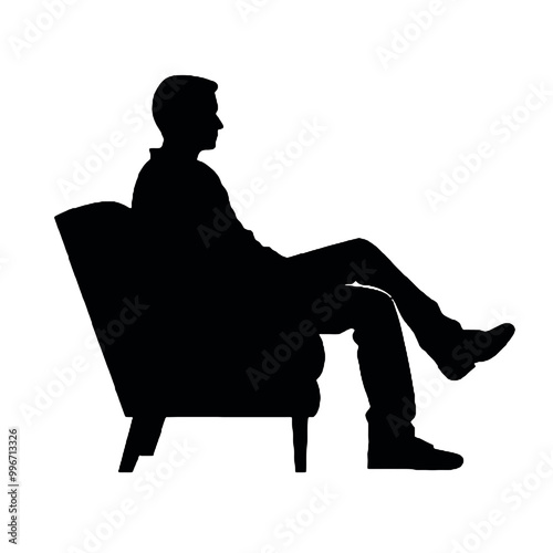 Man Relaxing in Armchair Silhouette Vector Illustration Transparent Background