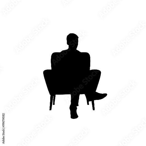 Man Sitting Comfortably on Armchair Silhouette Vector Illustration