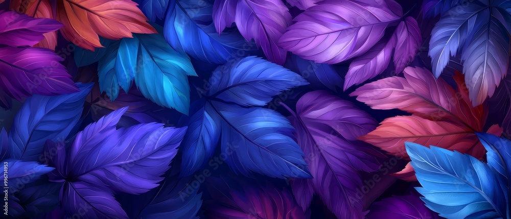 A multitude of vibrant leaves scattered across for a wallpaper or wall decoration A multitude of vibrant leaves scattered across for a wallpaper or wall decoration
