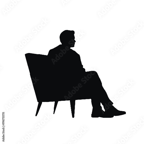 Silhouette of Man in Armchair Vector Illustration Transparent Background