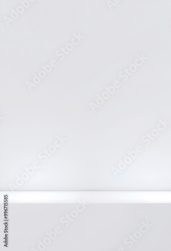 Minimalist white shelf with a simple white background.