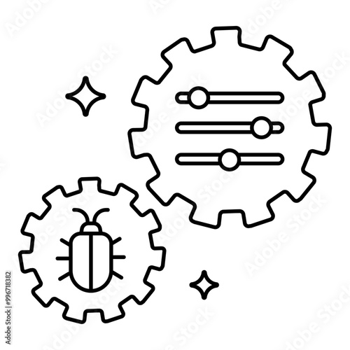 Workflow Debugging Icon. Representing Workflow Optimization. Error Detection. System Debugging. Task Flow Analysis. Vector Editable icon.