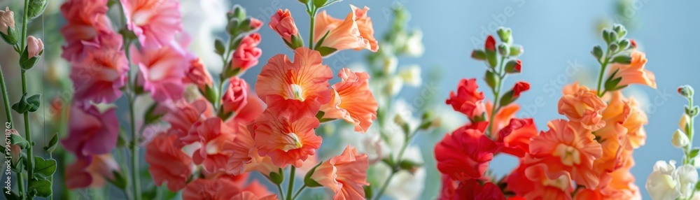 A bouquet of flowers with a blue background A bouquet of flowers with a blue background