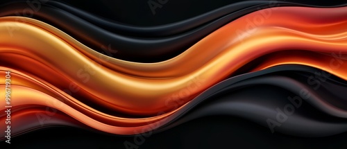  A tight shot of a wavy pattern against a black backdrop, featuring a red-orange vortex at its center