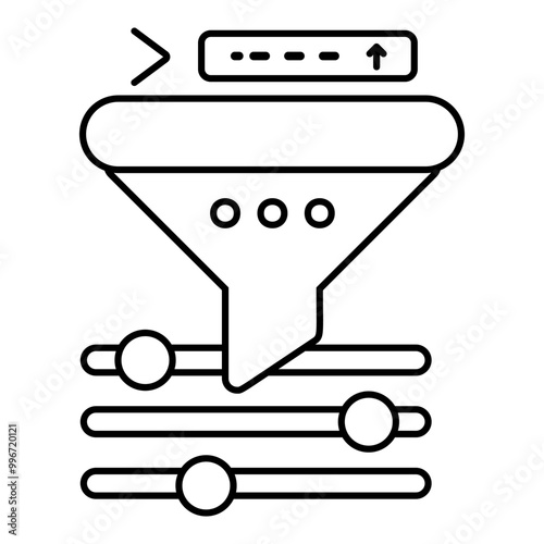 Output Filtering Icon. Representing AI Data Filtering. System Output Refinement. Information Filtering. Data Optimization. Vector Editable icon.