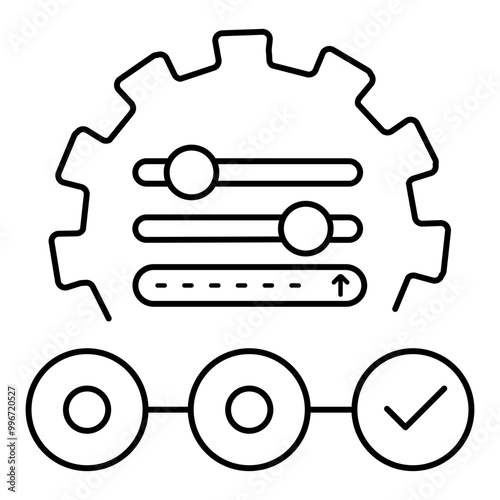 Multi-Stage Prompting Icon. Representing Sequential Prompt Handling. Task Segmentation. AI Workflow. Prompt Execution in Stages. Vector Editable icon.