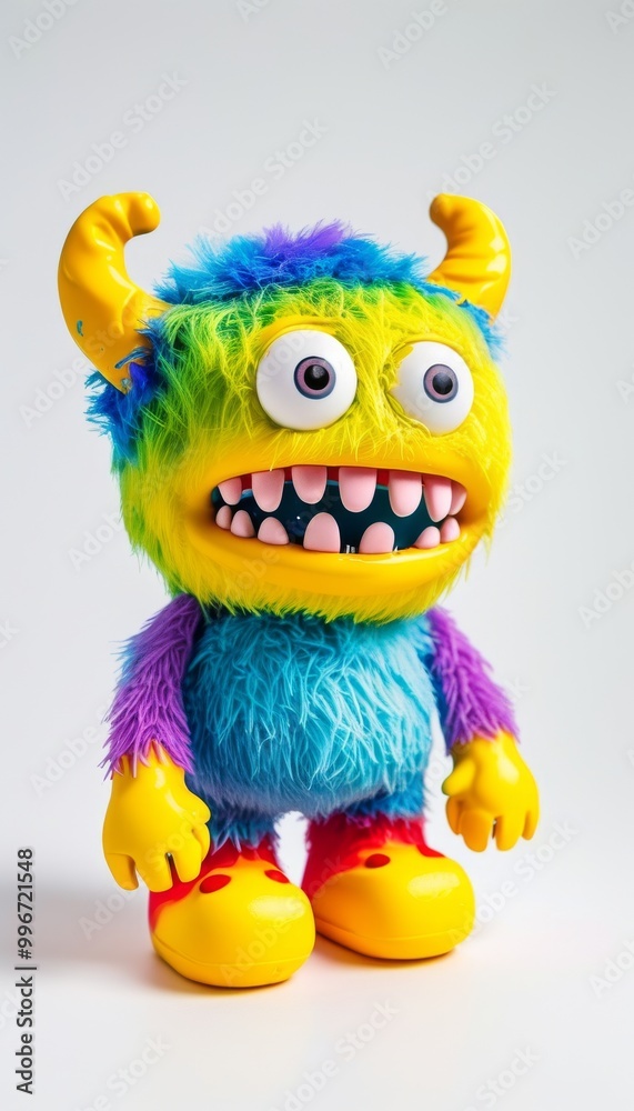 Vibrant monster toy featuring a playful rainbow color scheme and expressive features, perfect for children's play and imaginative fun. Vibrant monster toy featuring a playful rainbow color scheme and expressive features, perfect for children's play and imaginative fun.
