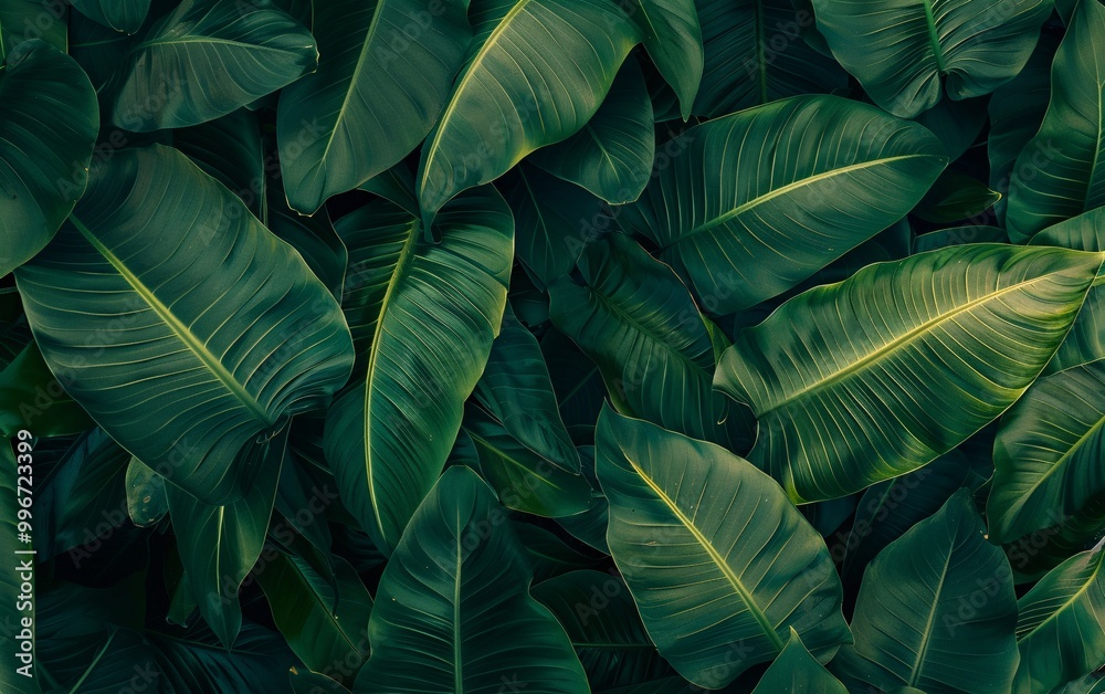 Fototapeta premium Abstract green leaf texture nature background tropical
