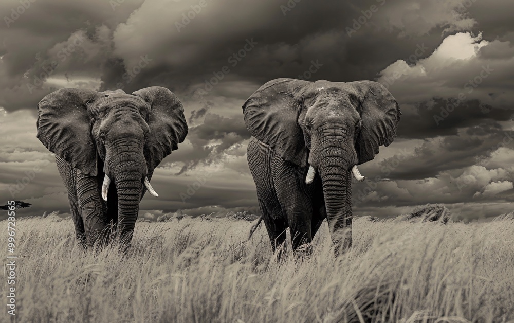 Fototapeta premium African elephant bulls in field Eastern Cape South Africa