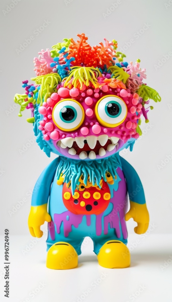 Colorful Furry Monster Toy With Big Eyes And Horns Colorful Furry Monster Toy With Big Eyes And Horns