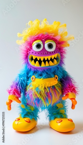 Colorful Furry Monster Toy With Big Eyes And Horns