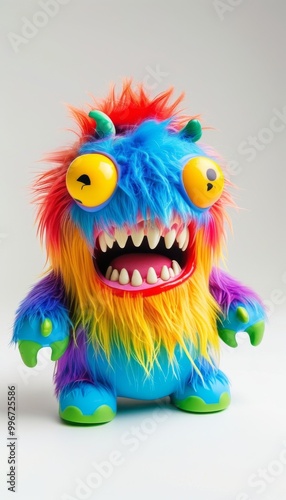 Colorful Furry Monster Toy With Big Eyes And Horns
