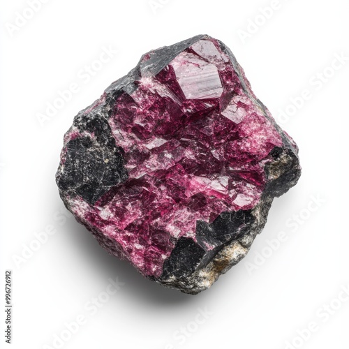 Red Proustite Crystal on White Background