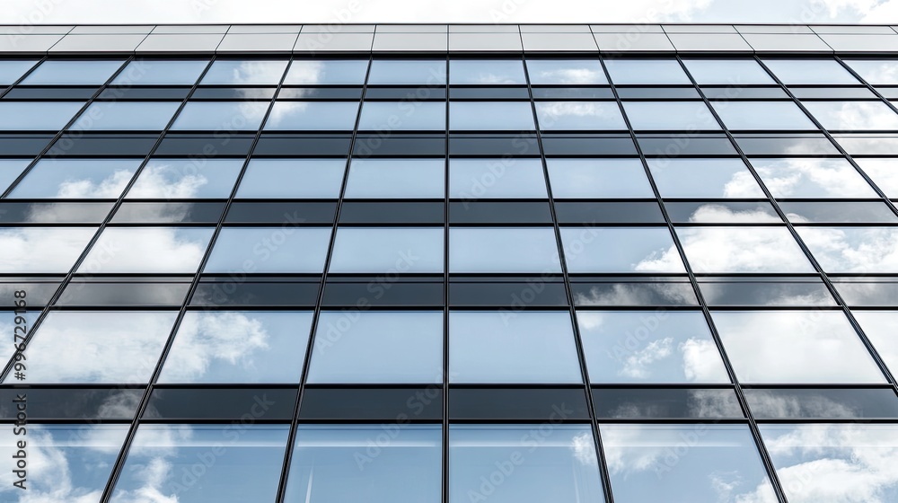 The exterior wall of an office building features a detailed arrangement of numerous windows in varying sizes and shapes, showcasing a modern urban design with clean lines The exterior wall of an office building features a detailed arrangement of numerous windows in varying sizes and shapes, showcasing a modern urban design with clean lines