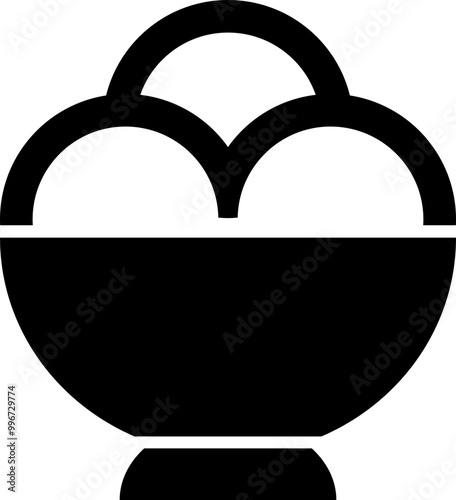 Bowl of Ice Cream Icon SVG, Ice Cream Clip Art, Cut File, Transparent Background