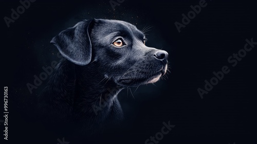 Wallpaper Mural  Close-up of a dog's eye, illuminated by a circular spotlight against a black backdrop Torontodigital.ca