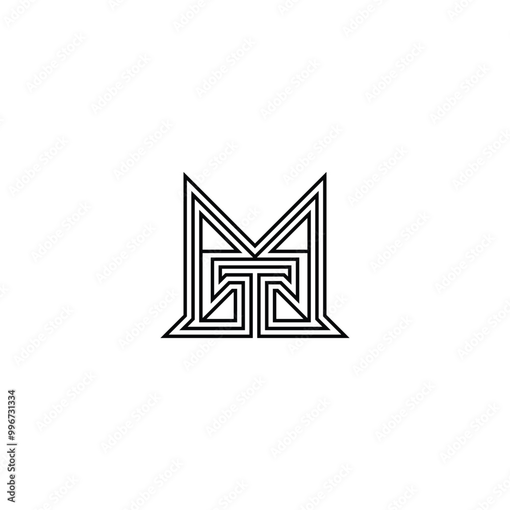 MT, TM, M AND T Abstract initial monogram letter alphabet logo design