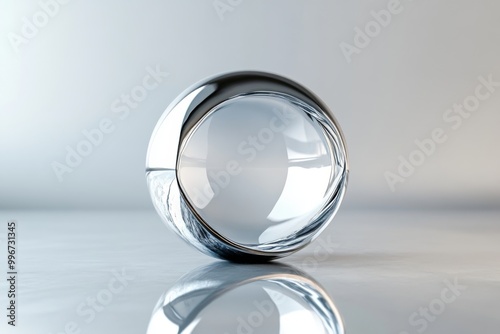 a stunning, close-up view of a single, shiny, and new metal paperweight on a light gray background, with a subtle reflection on its surface.