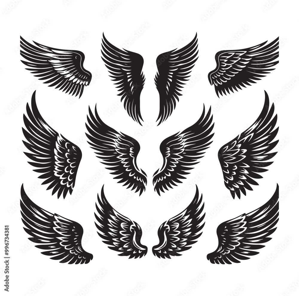 Fototapeta premium wings icon set Collection Vector illustration