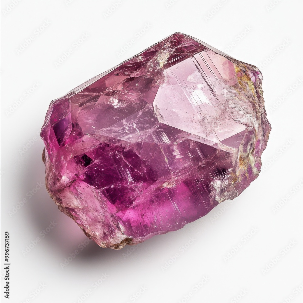Red Spinel Crystal Isolated on White Surface Red Spinel Crystal Isolated on White Surface