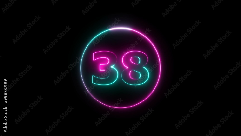 Abstract beautiful neon countdown number 38 background 4k illustration. Abstract beautiful neon countdown number 38 background 4k illustration.