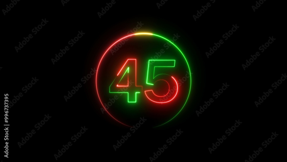 Abstract neon countdown number 45 background 4k illustration. Abstract neon countdown number 45 background 4k illustration.