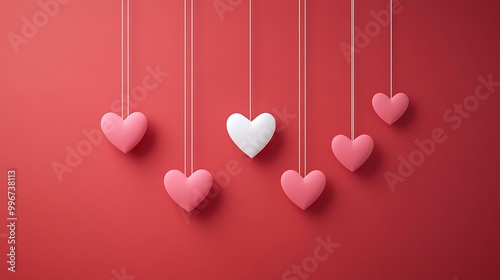 Bold Red Heart Brush Stroke - Expressive Love Art on White Background