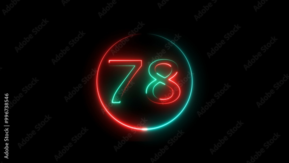 Abstract glowing neon 78 number background 4k illustration. Abstract glowing neon 78 number background 4k illustration.
