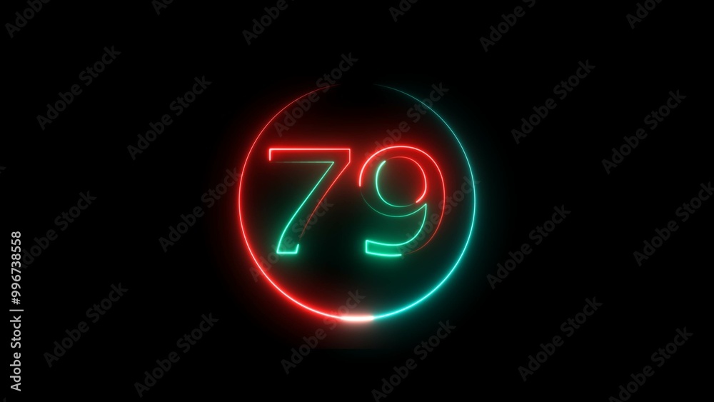 Abstract glowing neon 79 number background 4k illustration. Abstract glowing neon 79 number background 4k illustration.