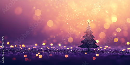 A festive cutout Christmas tree silhouette set against a vibrant bokeh background, capturing the essence of holiday sparkle, joy, and modern simplicity.