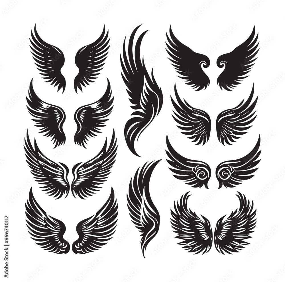 Obraz premium wings icon set Collection Vector illustration