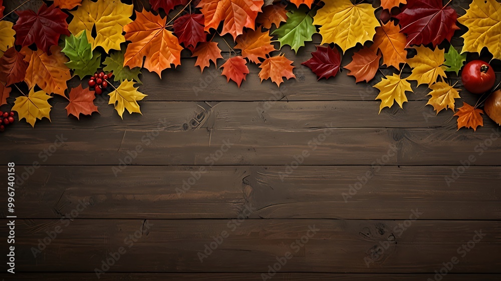autumn leaves on wooden background autumn leaves on wooden background