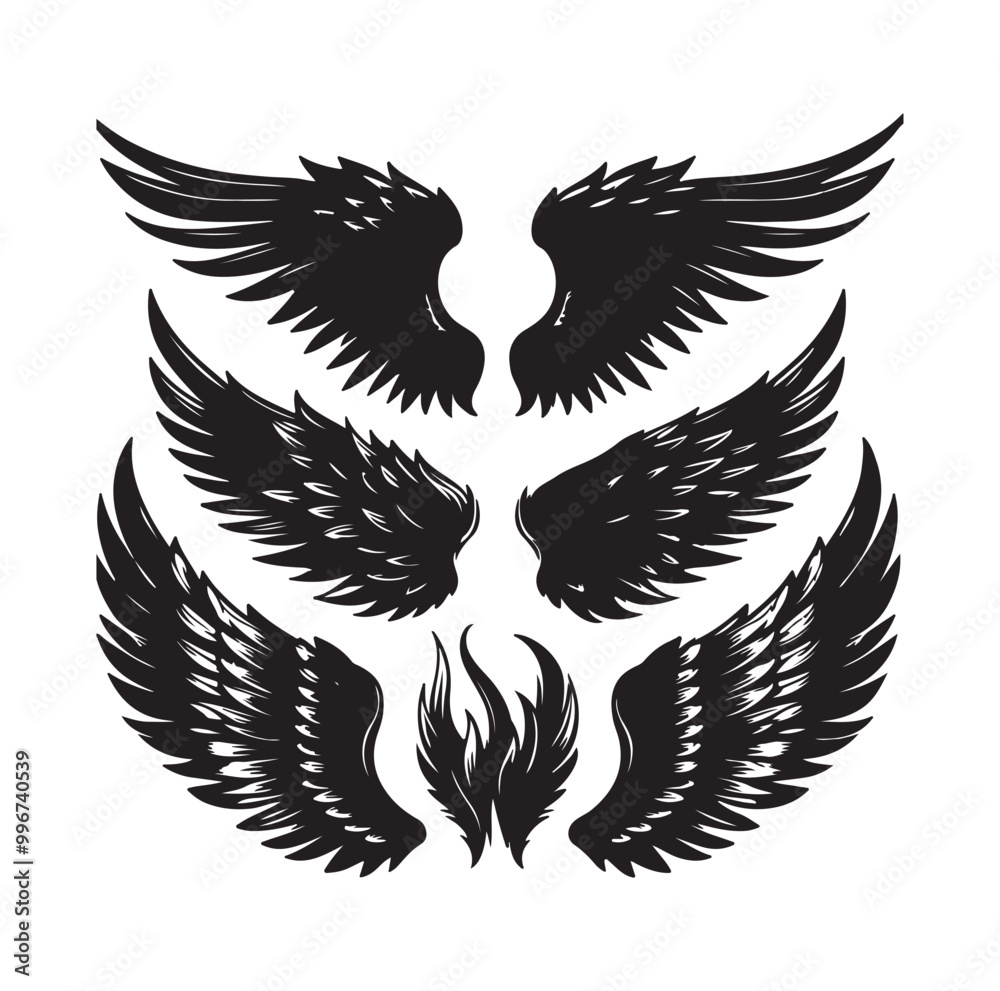 Obraz premium wings icon set Collection Vector illustration