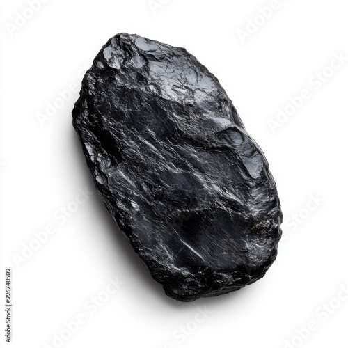 Tektite: Natural Glass Meteorite on White Background