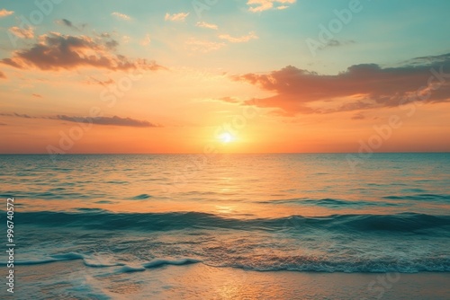 Serene Coastal Sunset with Warm Golden Hues