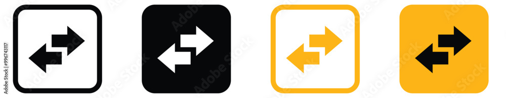 Arrows data transfer icon, exchange arrow icons - Swap icon with two arrows. Arrows data transfer icon, exchange arrow icons - Swap icon with two arrows.