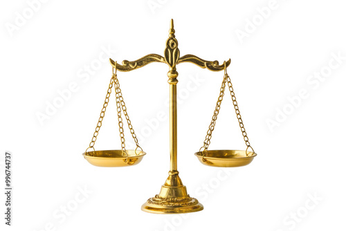 A golden scale of justice with ornate details, representing justice, balance, and equality.