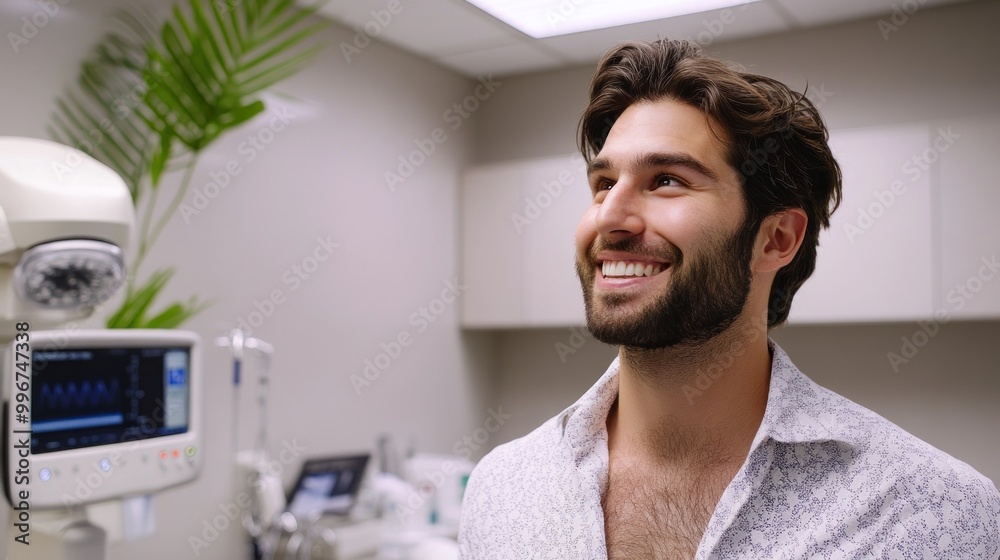 A smiling man in a medical setting, suggesting a positive experience. A smiling man in a medical setting, suggesting a positive experience.