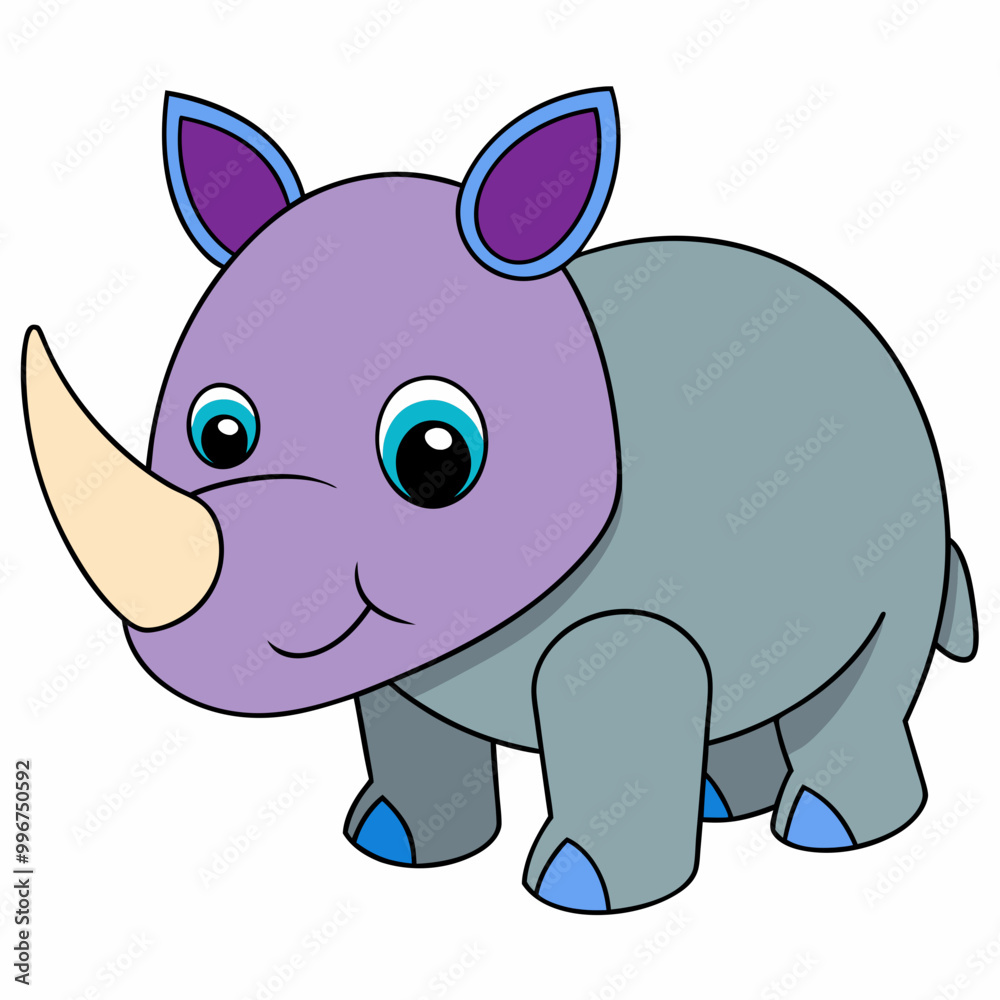 Naklejka premium cartoon rhino vector