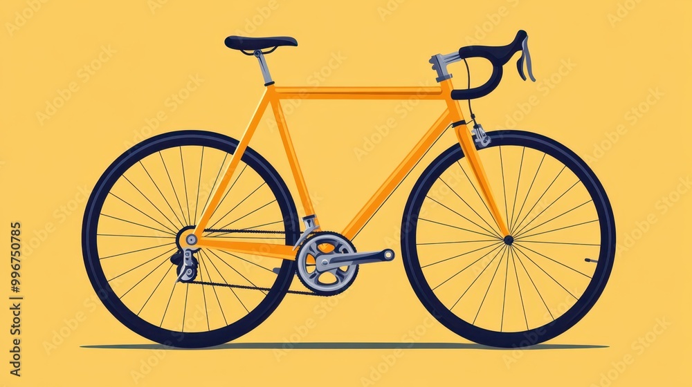 Fototapeta premium a bicycle is shown on a yellow background