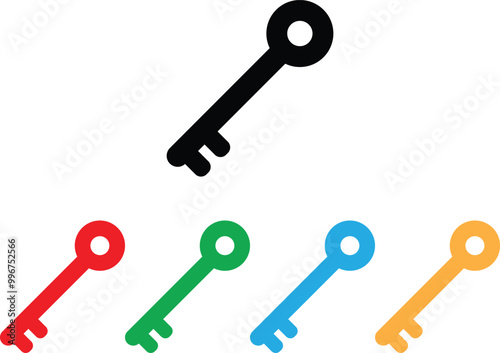 Colorful key icon set in different colors . Key icon vector