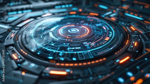 Wallpaper Mural A futuristic digital assistant device with a holographic interface Torontodigital.ca