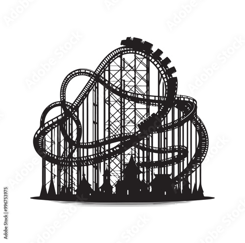 Roller Coaster Silhouette Vector illustration