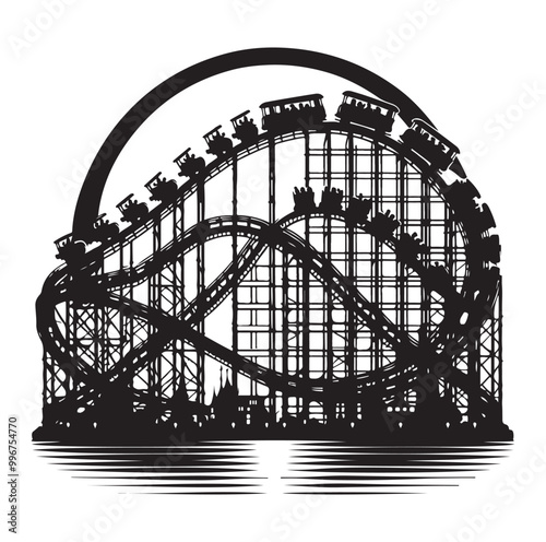 Roller Coaster Silhouette Vector illustration